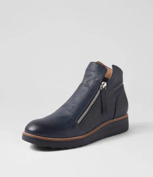 Ohmy Navy Leather Boots