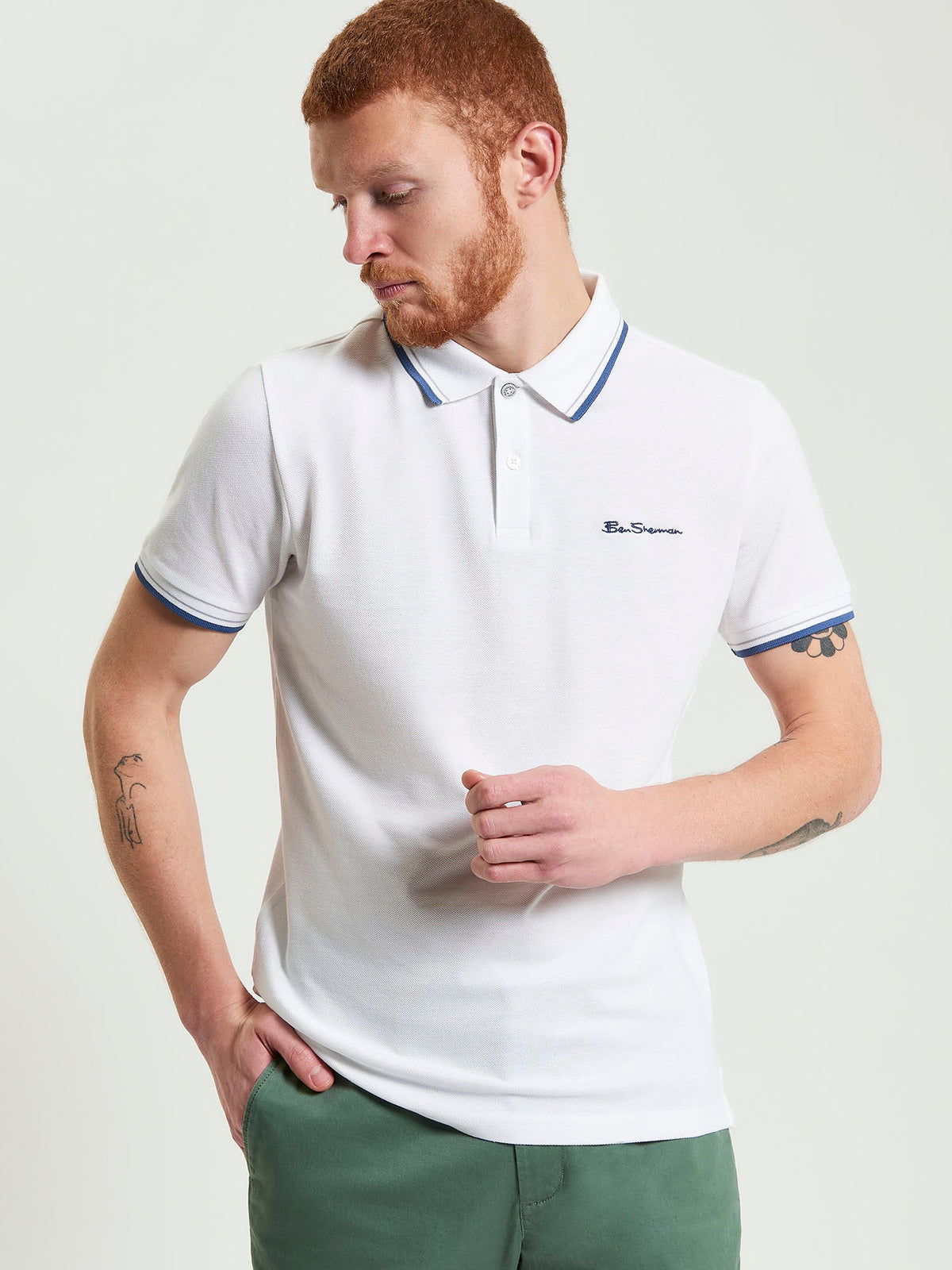 Ben Sherman White Pique Polo