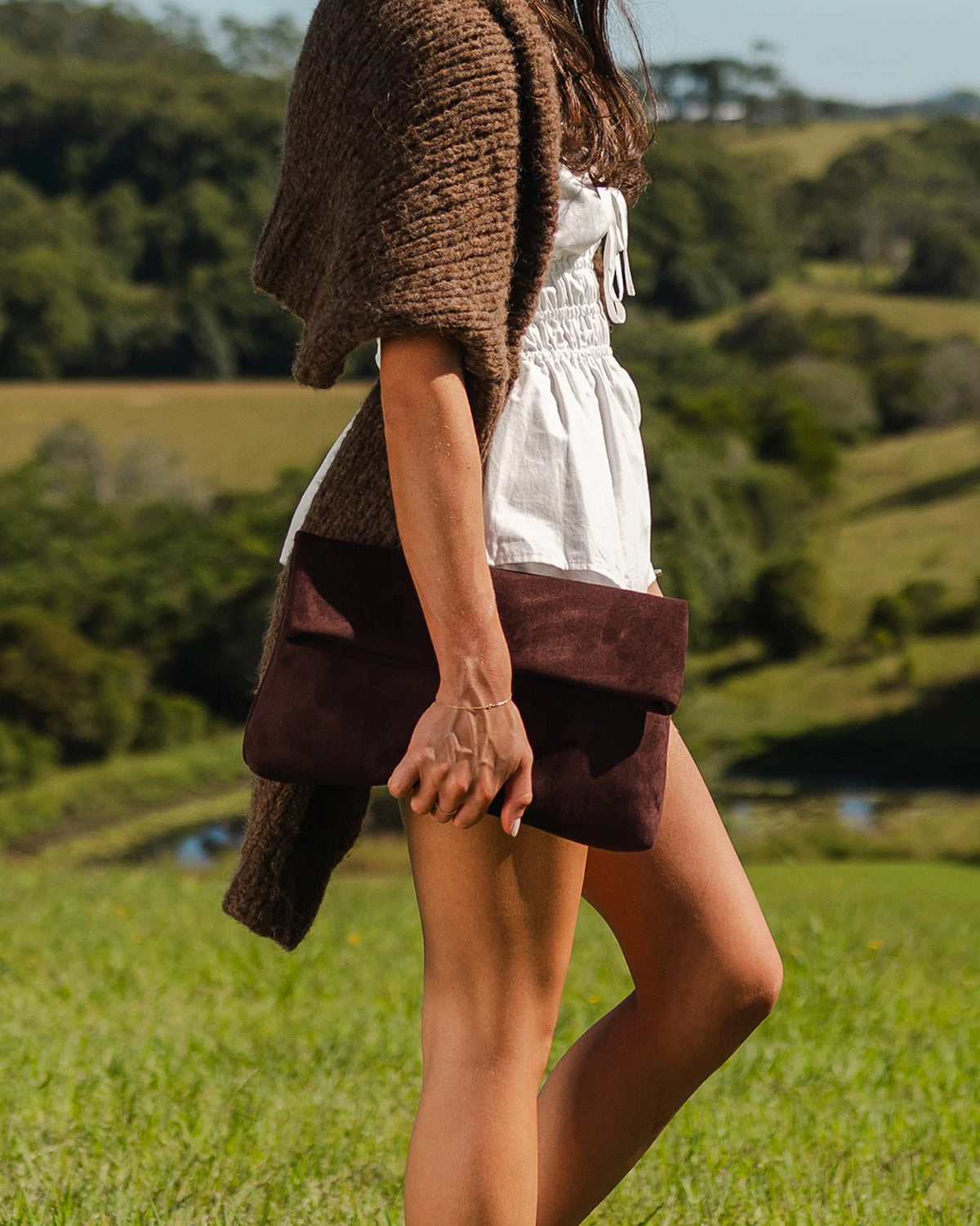 Louenhide Luka Suedette Clutch Chocolate