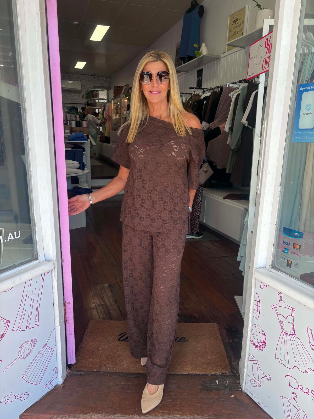 Holly Lace Asymmetrical Chocolate Tee