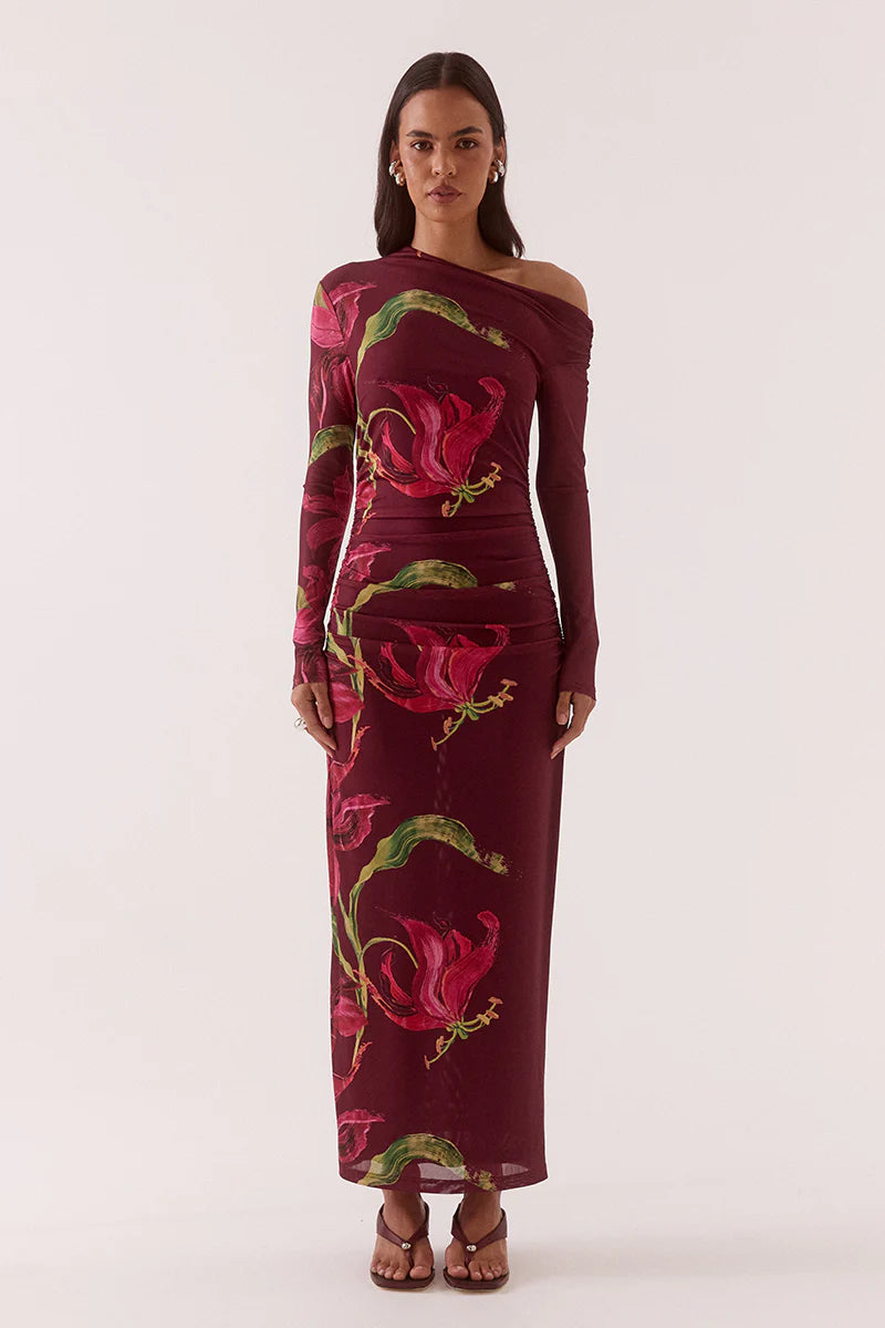 Sovere Azalea Long Sleeve Dress Vino