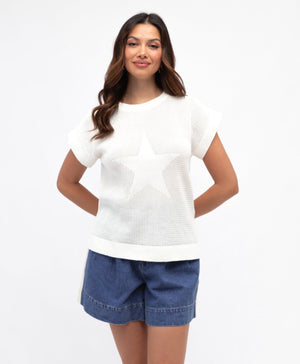Miley White Knit Top