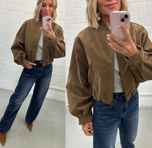 Faux Suede Tan Bomber