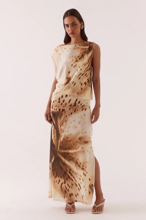 Sovere Odette Drape Dress Lemon Orchid