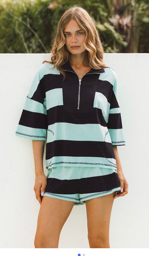 Lounge Stripe Short Navy