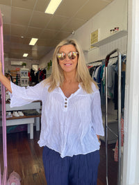 Nylah 3 Button White Top