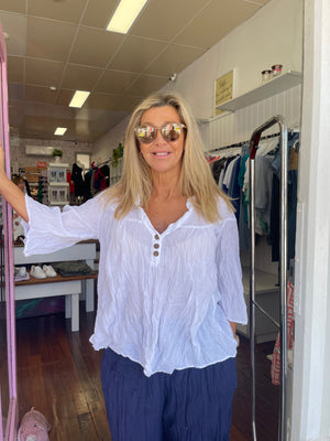 Nylah 3 Button White Top
