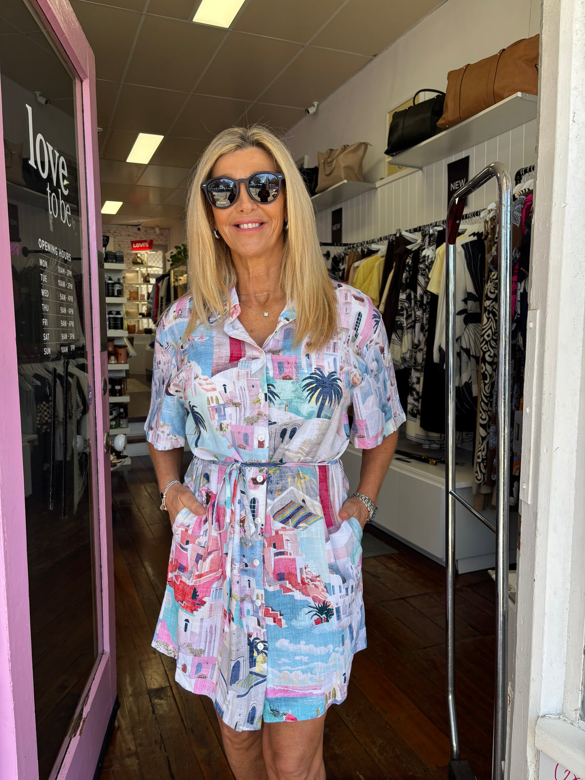 Sunny Santorini Shirt Dress