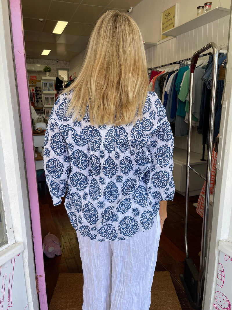 Nylah 3 Button Twirl Ink Top