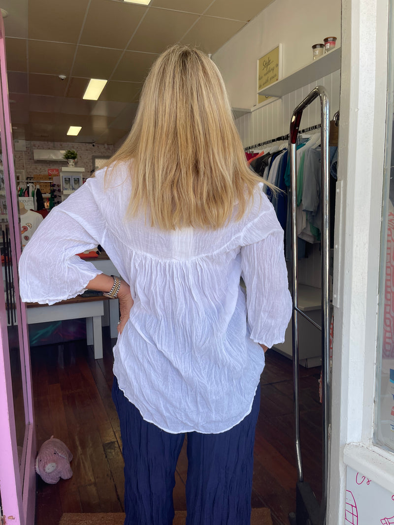 Nylah 3 Button White Top