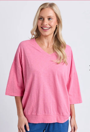 Elm Mazie Sweat Vee Neck Pink Lemonade