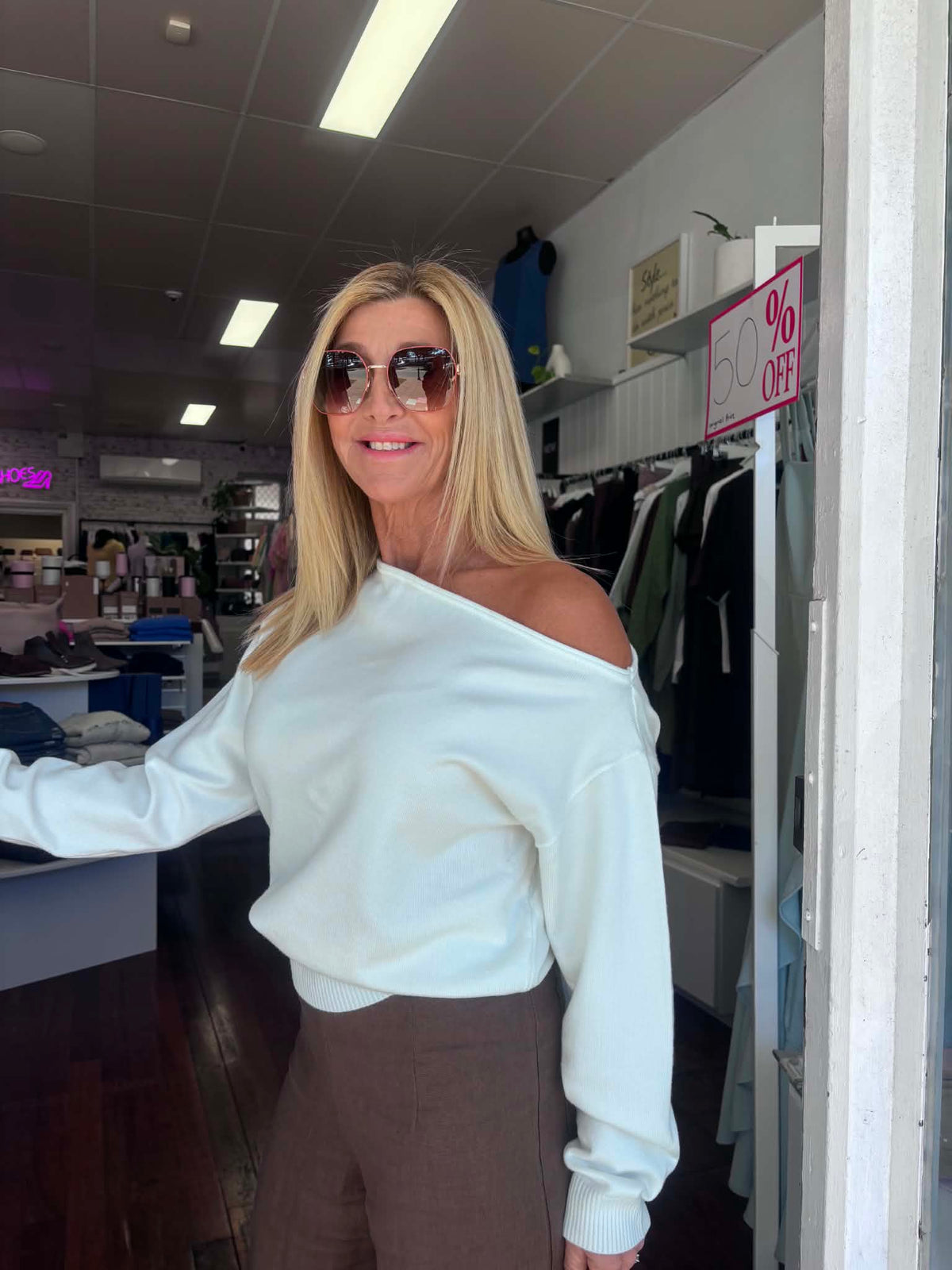 Ellie Asymmetrical Knit Snow