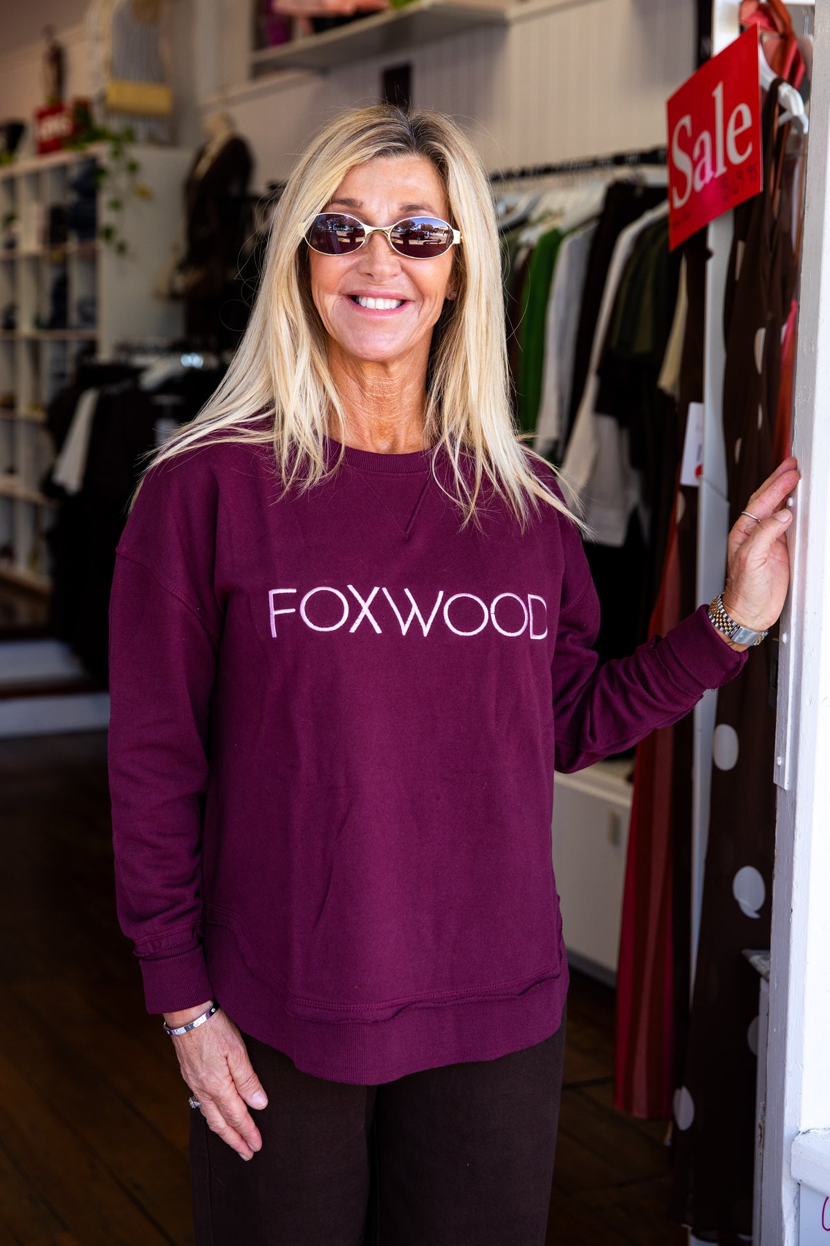 Foxwood Simplified Metallic Crew Burgundy/Port