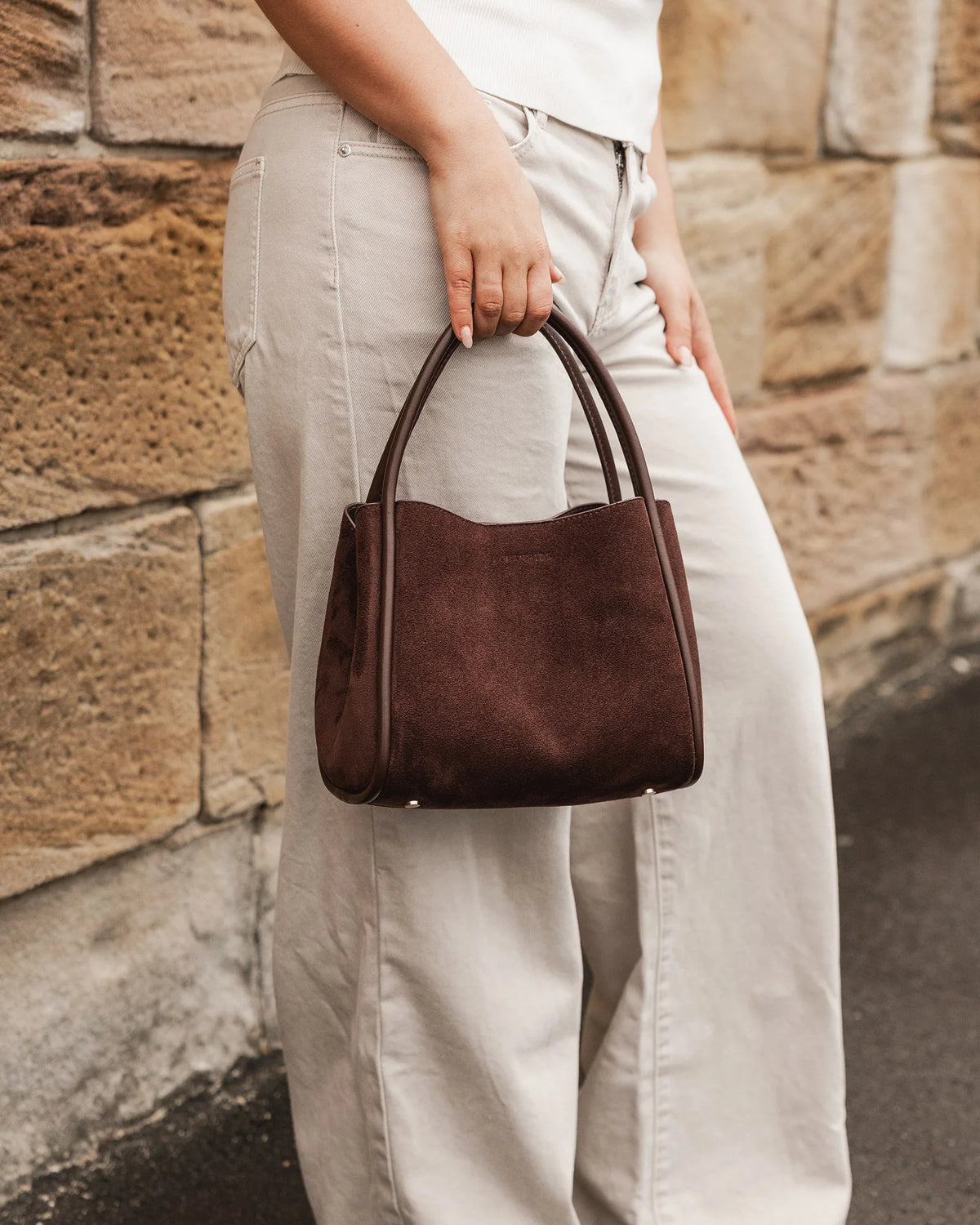 Louenhide Steffie Suedette Mini Tote Chocolate