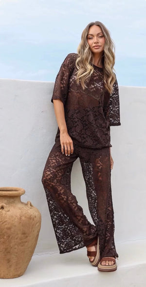 Brown Desi Lace Pant