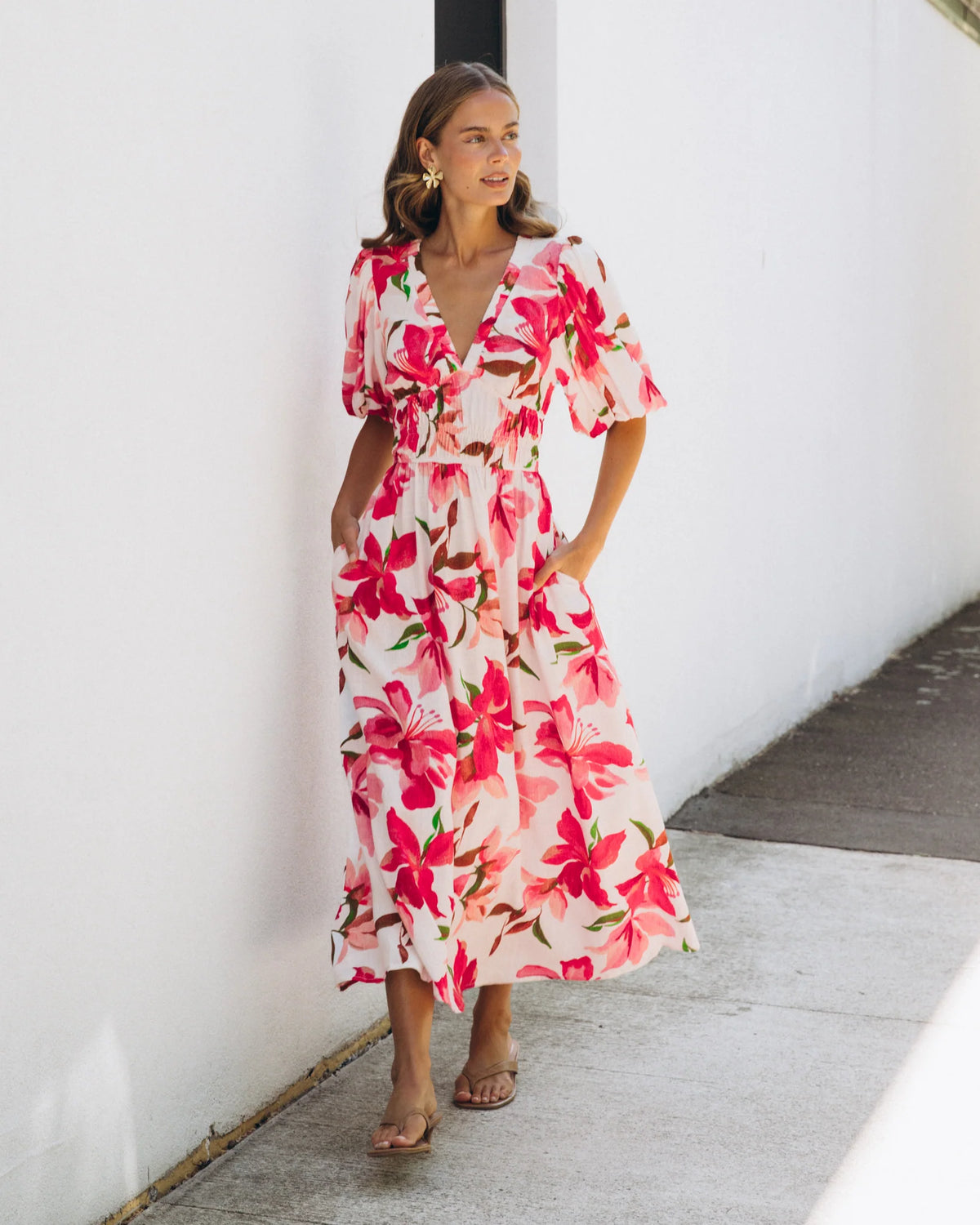 Botanical Blush Midi Dress