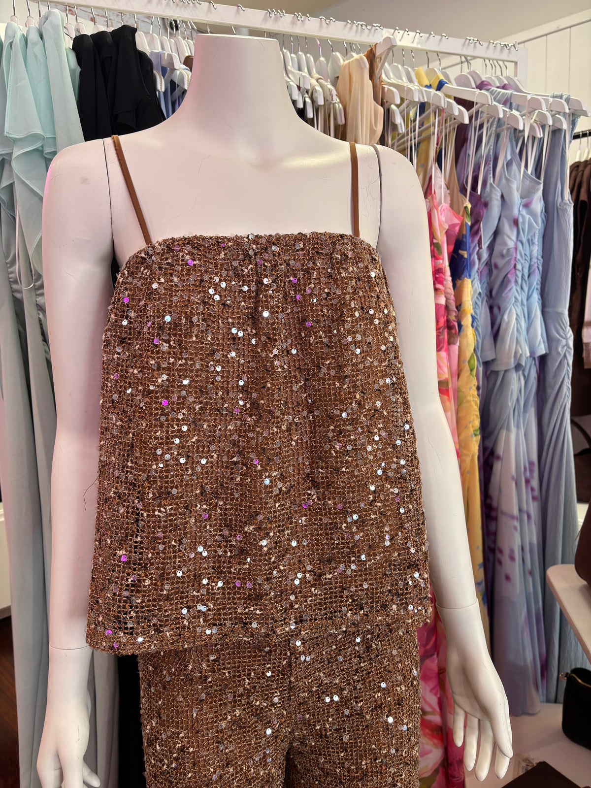 Indi Luxe Sparkle Cami Brown