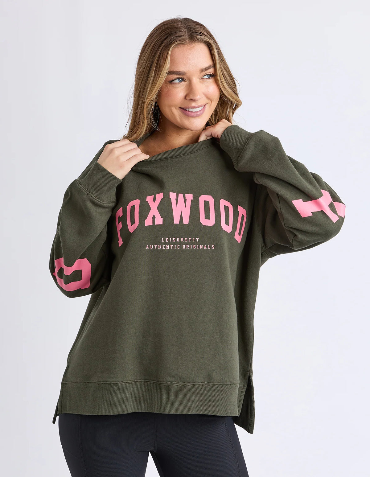 Foxwood Interval Crew Dark Khaki with Coral
