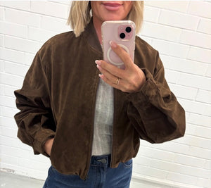 Faux Suede Choc Bomber Jacket