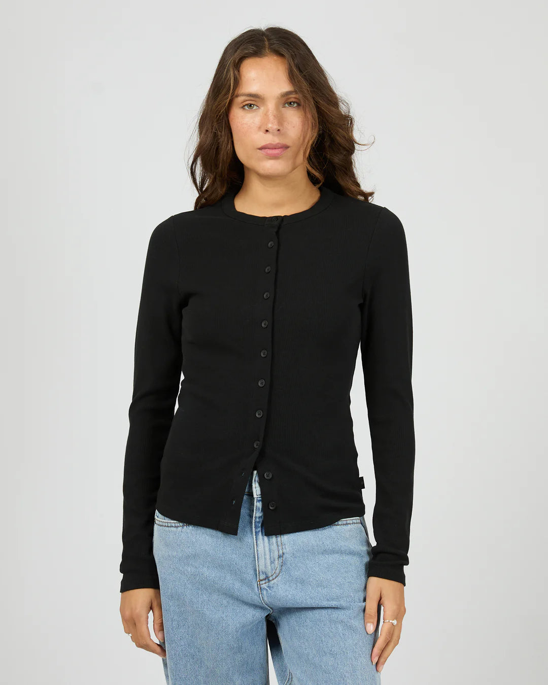 Silent Theory Button Up L/S Tee Black