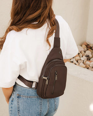 Louenhide Boyd Nylon Sling Bag Chocolate