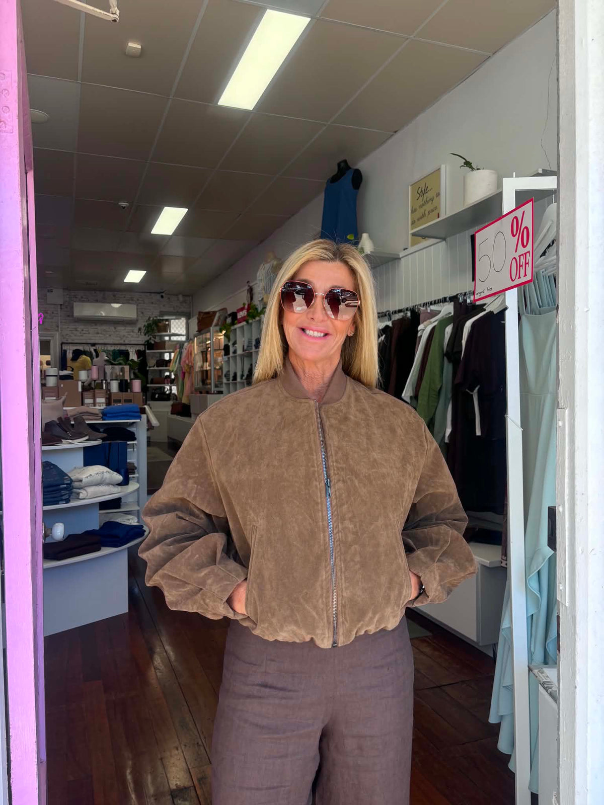 Faux Suede Tan Bomber