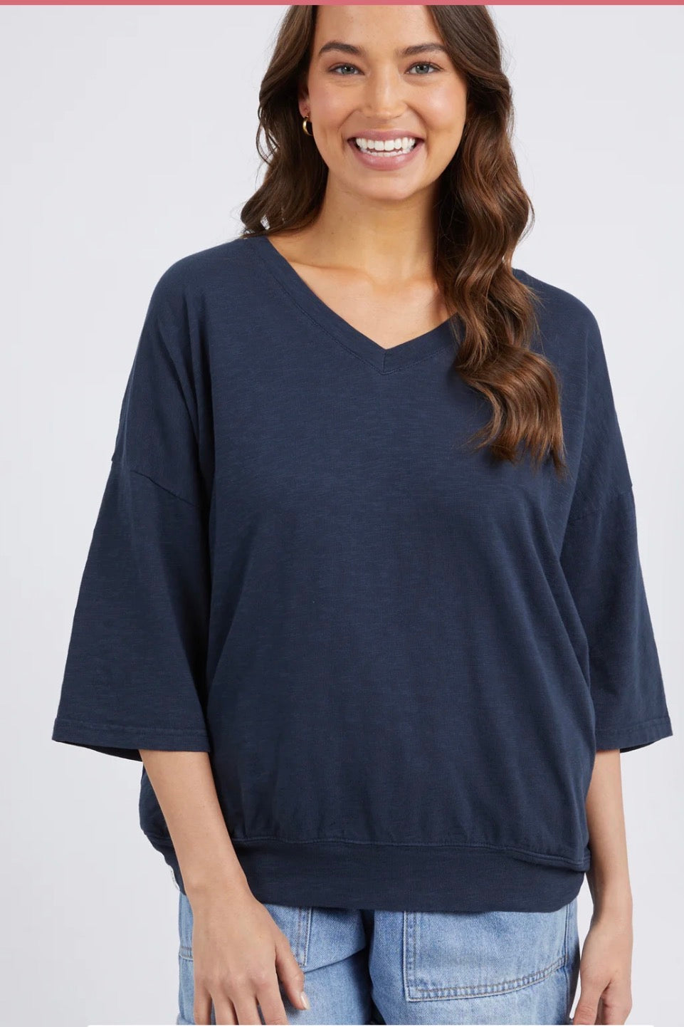 Elm Mazie Sweat Vee Neck Navy