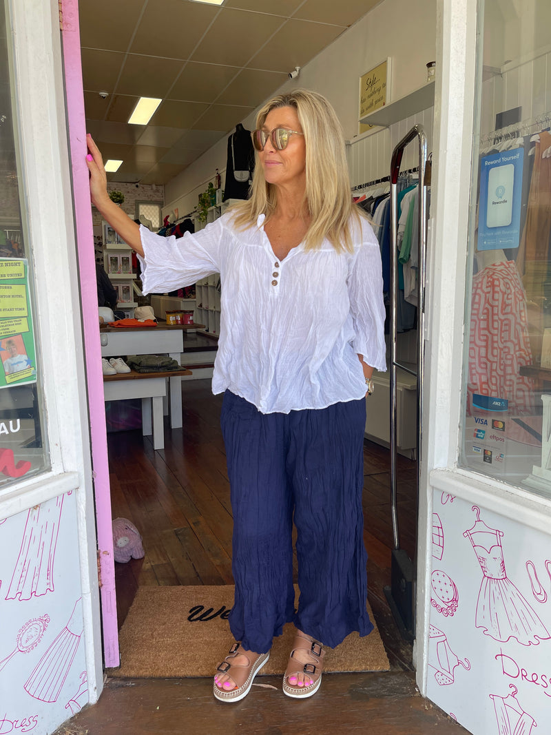 Nylah 3 Button White Top