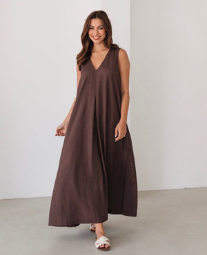 Label Of Love Midi Pleat Dress Chocolate