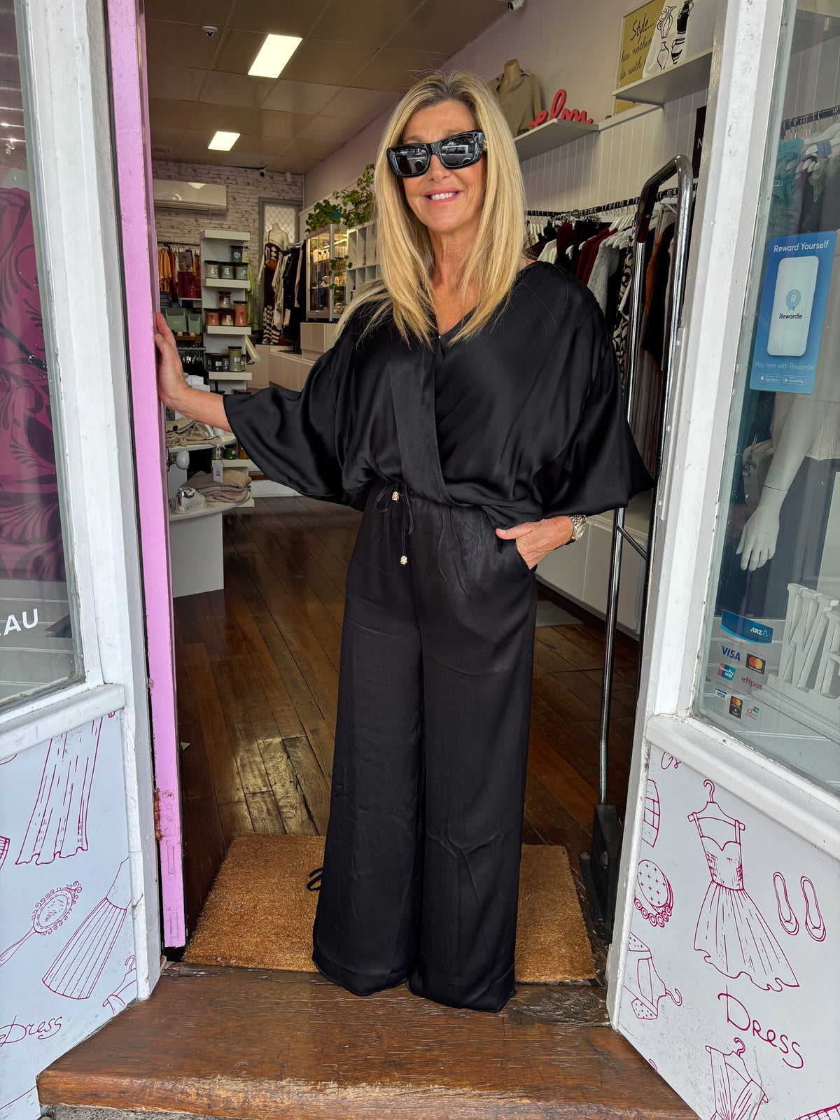 Lily Black Satin Pant
