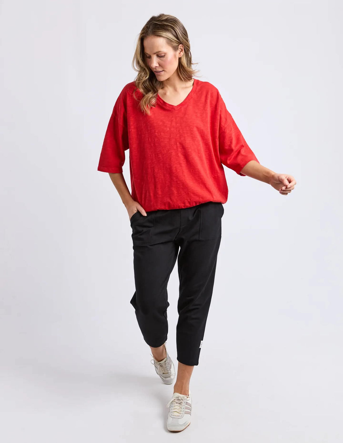 Elm Mazie Vee Neck Sweat Cranberry