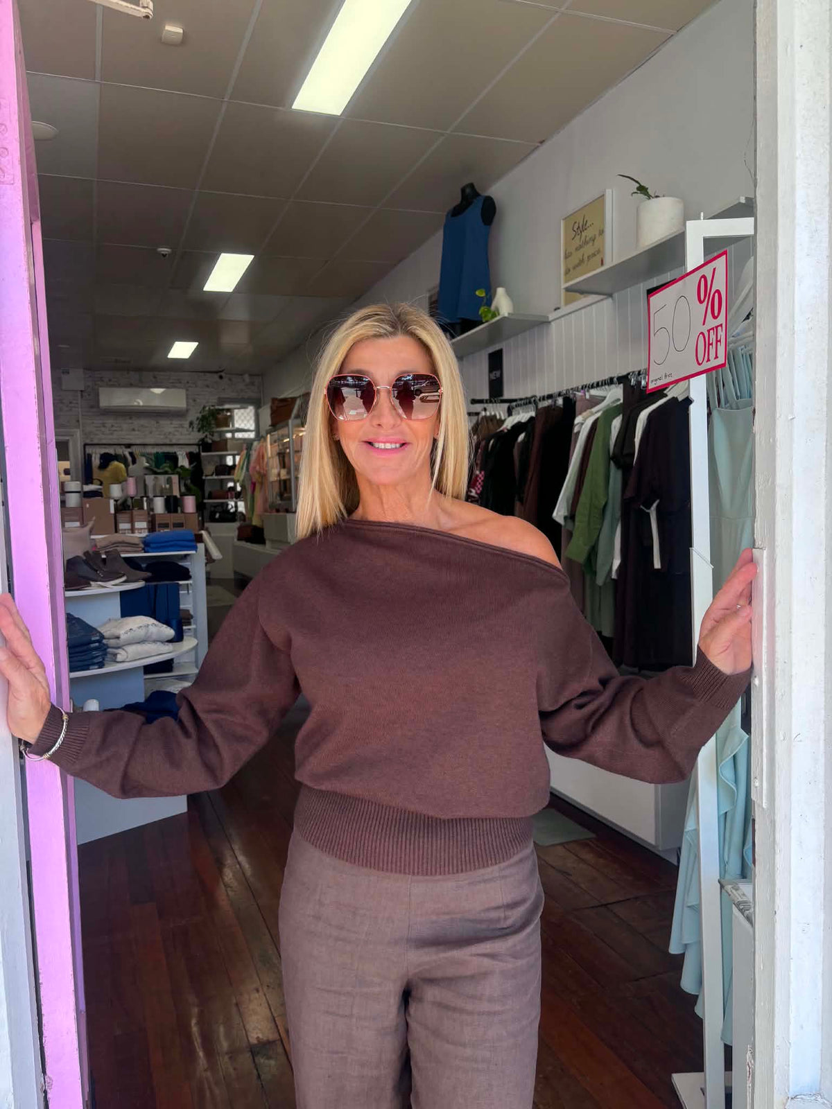 Ellie Asymmetrical Knit Chocolate