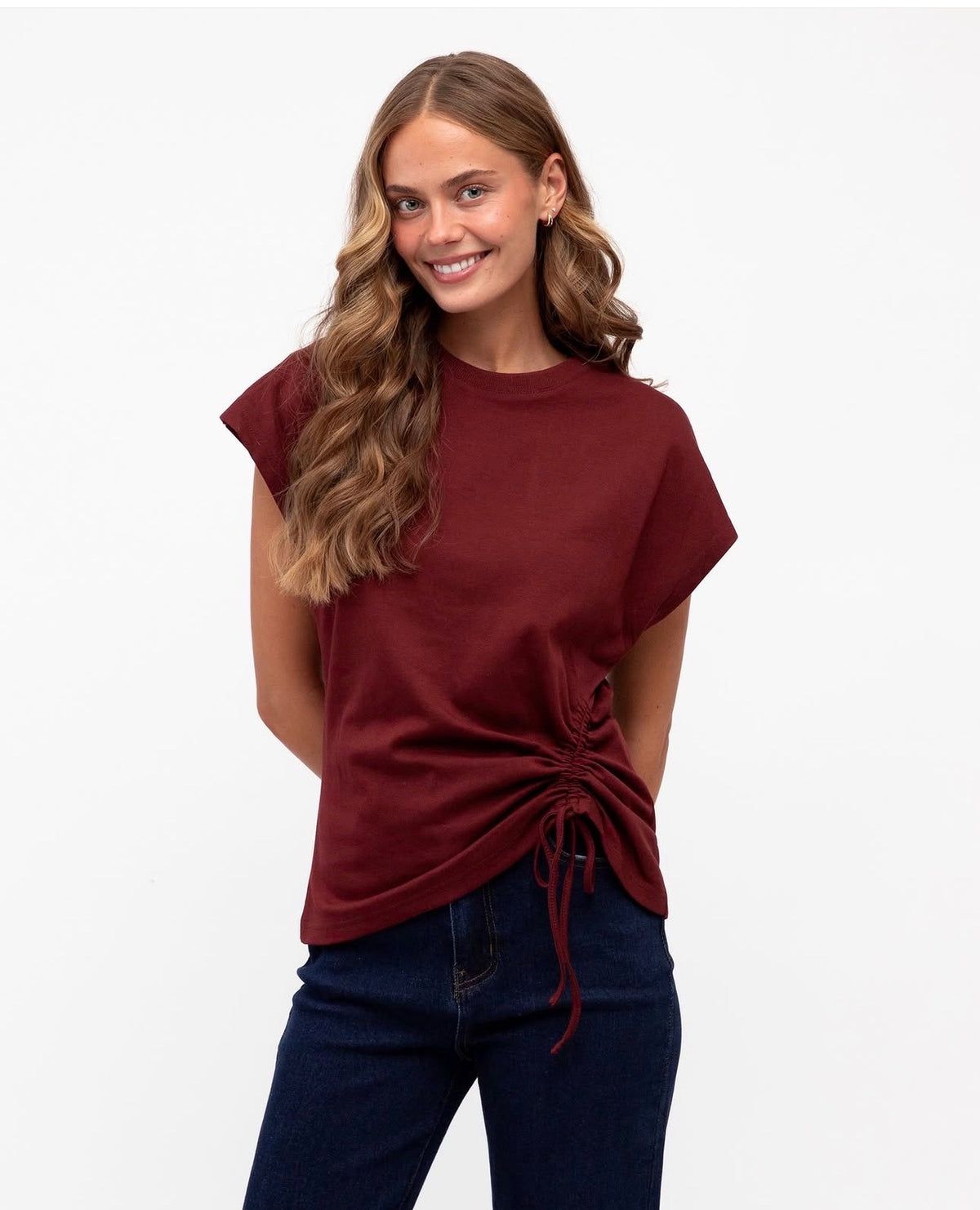 Label Of Love Drawstring Tee Wine