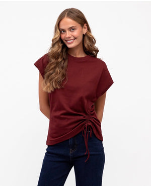 Label Of Love Drawstring Tee Wine