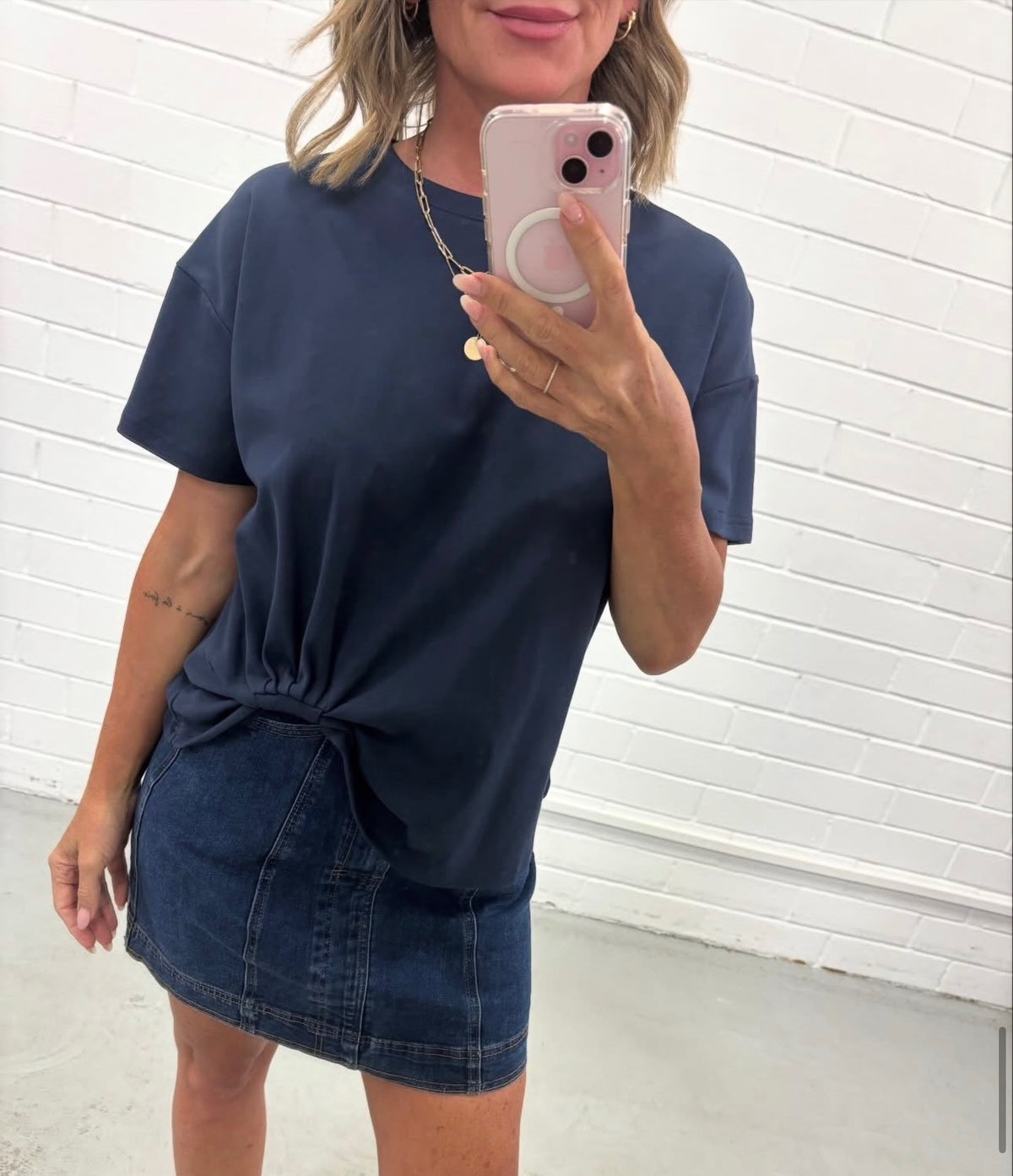 Label Of Love Navy Easy Tuck Tee