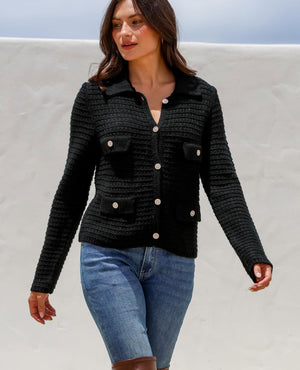 Black Gold Button Cardigan