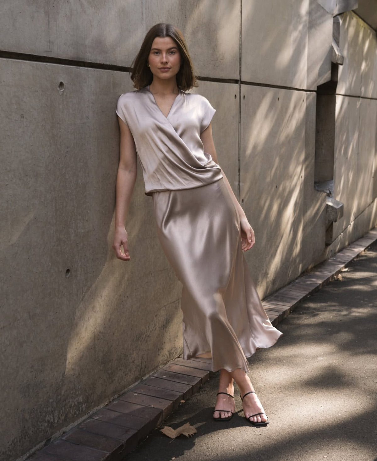 Nightfall Silver Midi Skirt