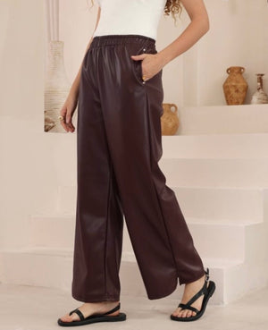 PU Jogger style Pant Wine