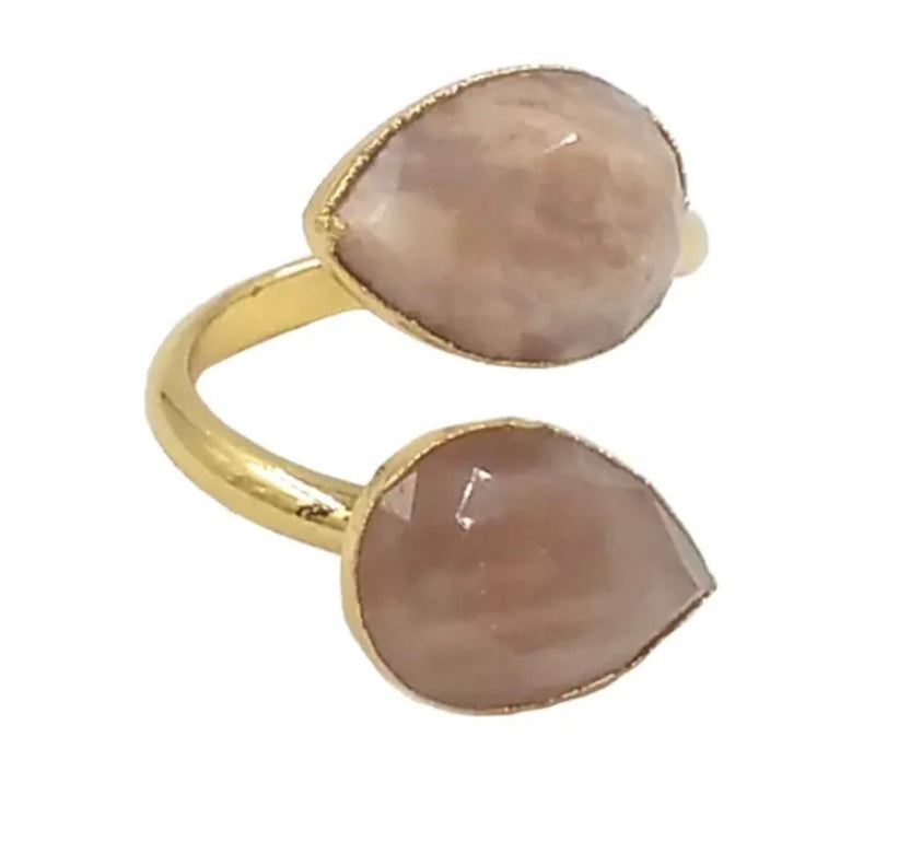 Natural Sun Stone open ring