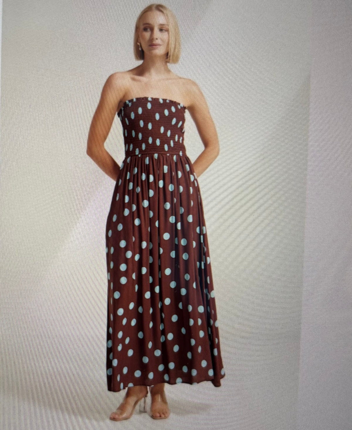 Rosalie Chocolate Turquoise Polka Dot Maxi