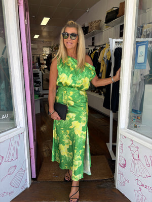 Dana Lime & Lemon Drop Shoulder Dress