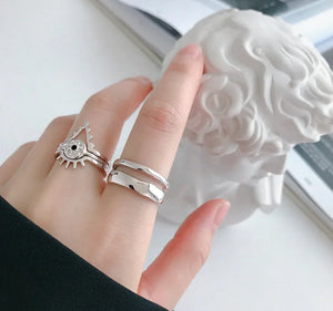 Sterling Silver Adjustable Double Ring