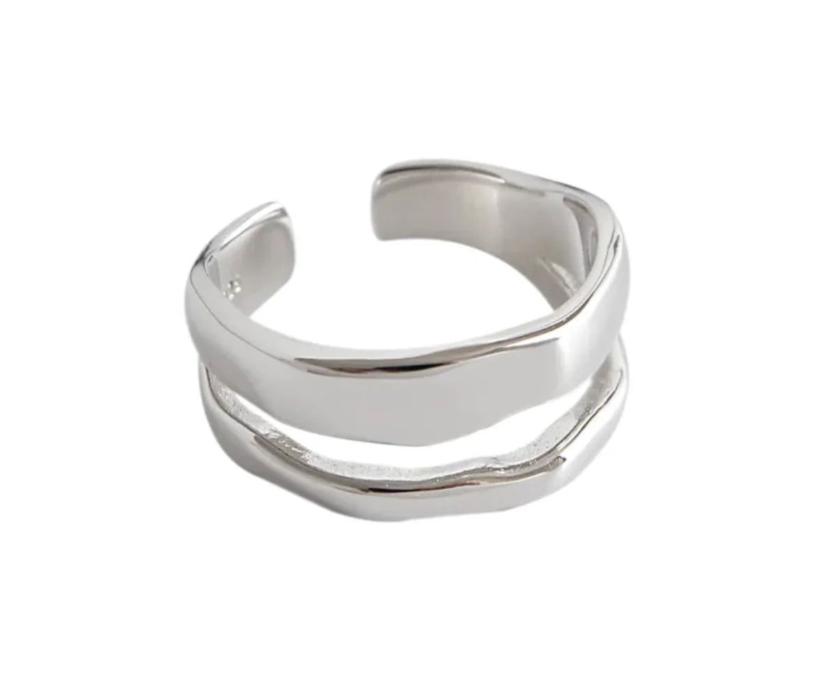 Sterling Silver Adjustable Double Ring
