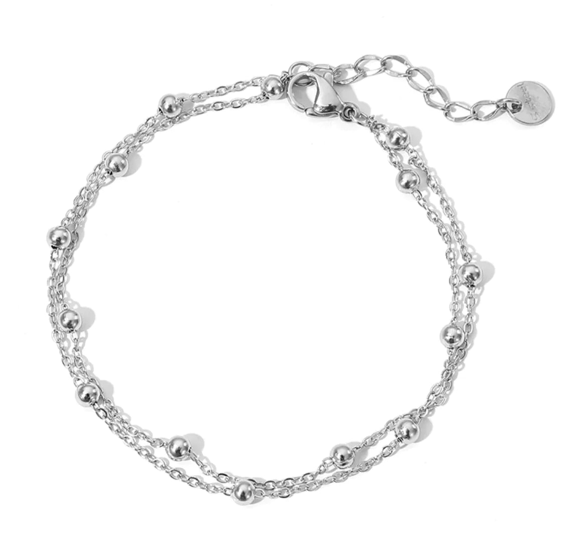 Silver double Anklet