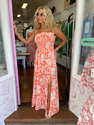 Strapless Bahamas Orange dress