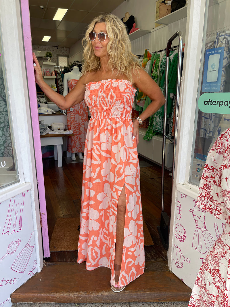 Strapless Bahamas Orange dress