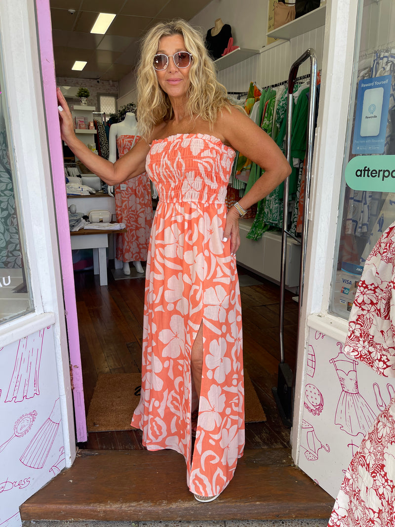Strapless Bahamas Orange dress