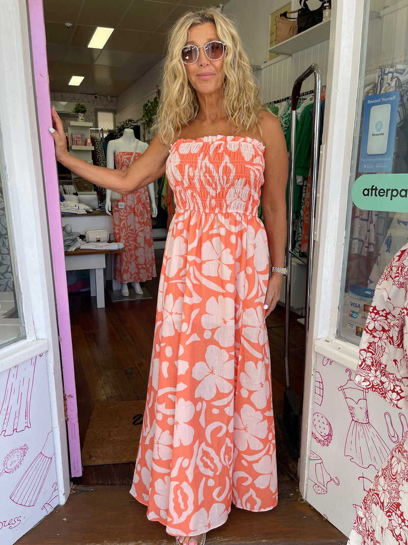 Strapless Bahamas Orange dress