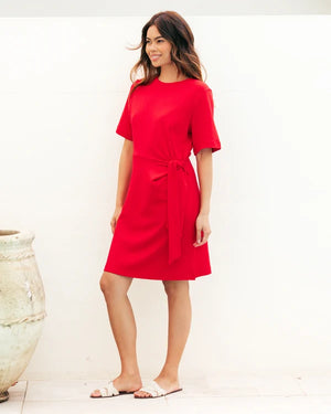Label Of Love Tie Waist Tee Shirt Dress Tomato