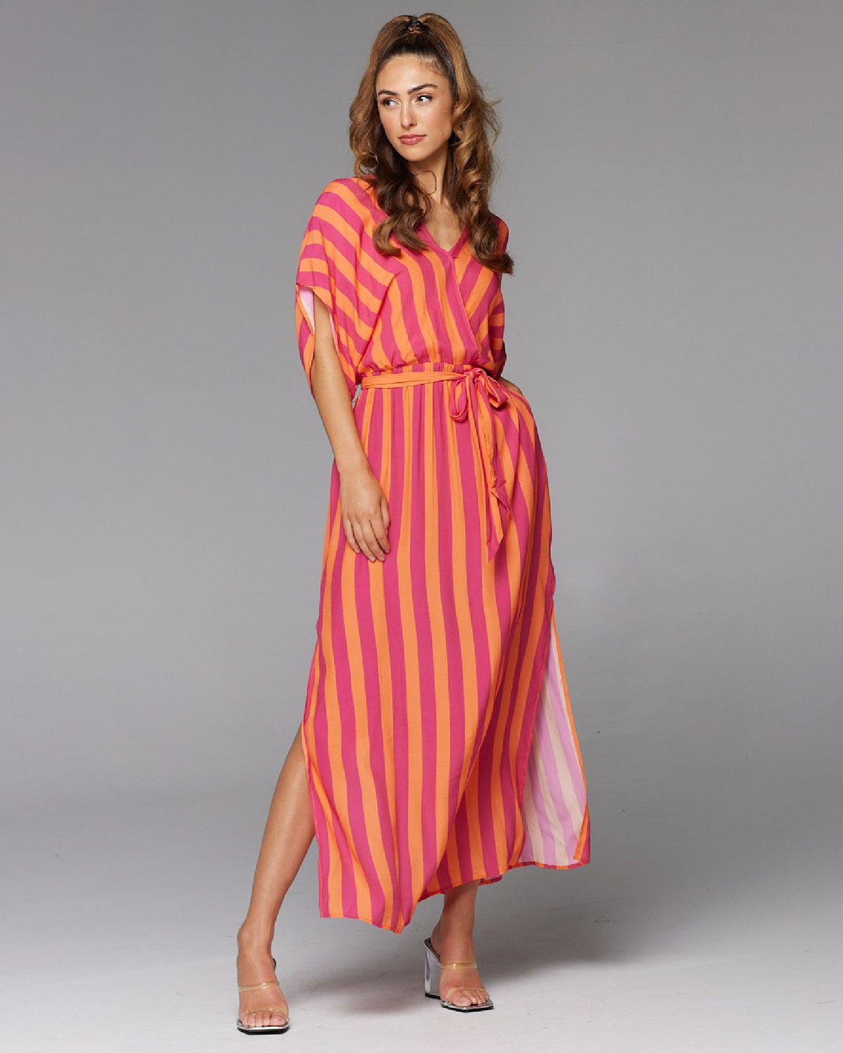 Wonderland Maxi Pink Orange Stripe Dress
